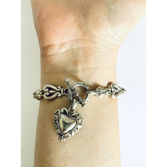 VTG Silver Bracelet Heart Clasp - Picture 5 of 8